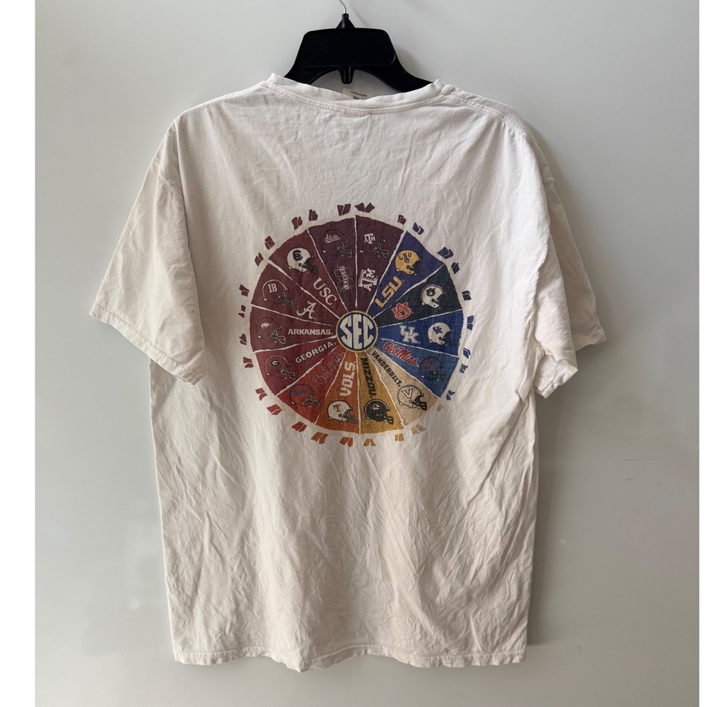 Comfort Wash SEC Conference Wheel Graphic Pocket T-Shirt White Mens Large
